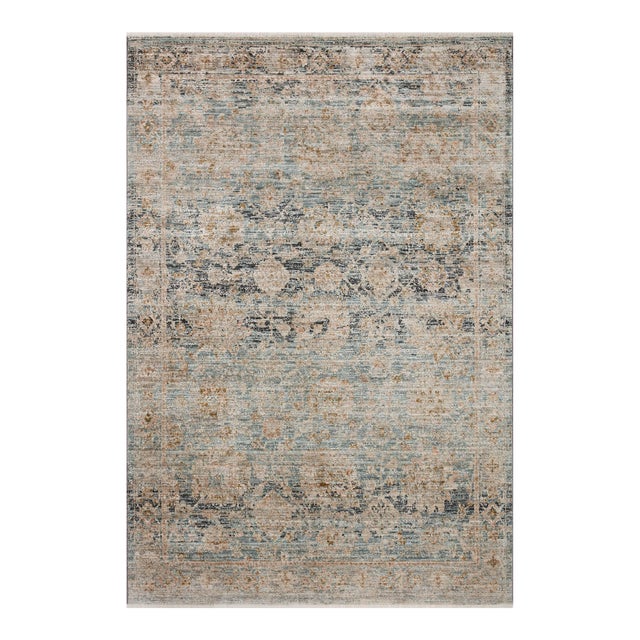 Jean Stoffer x Loloi Katherine Ocean / Coral 2'-3" x 3'-10" Accent Rug For Sale