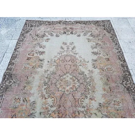 Textile 1970s Vintage Turkish Oushak Rug - 5′5″ × 8′10″ For Sale - Image 7 of 11
