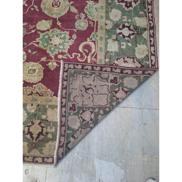 Late 20th Century Hand-Knotted Indian Agra Wool Rug, 14'3" × 11'4" For Sale - Image 9 of 10