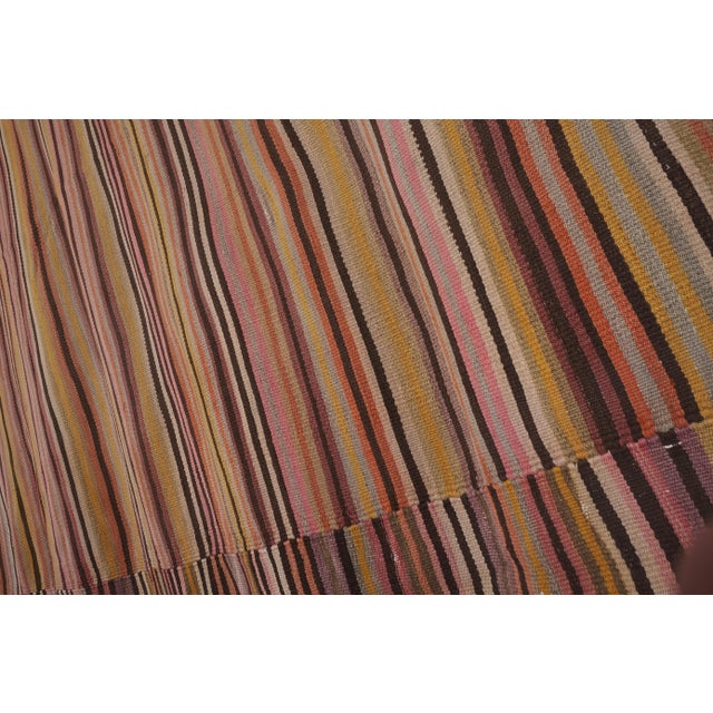 Brick Red 1960s Vintage Oversize Striped Turkish Kilim Rug 9'4'' X 9'10'' For Sale - Image 8 of 13