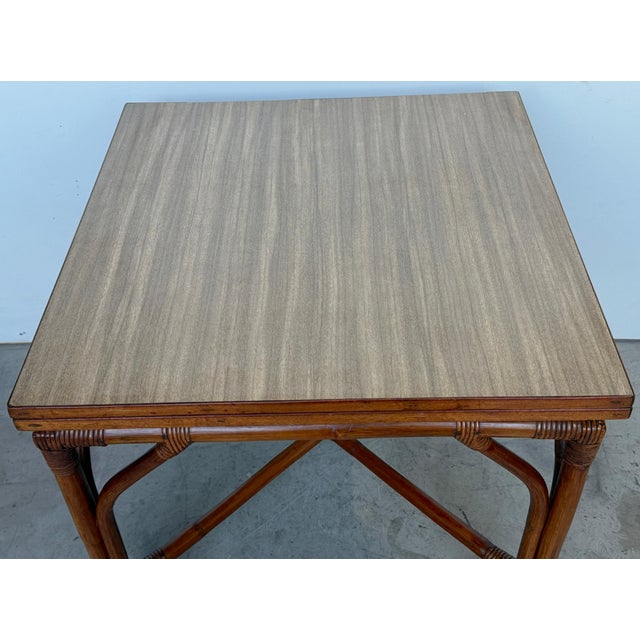 Ficks Reed Expandable Bamboo Game & Dining Table with 4 Matching Chairs, C. 1960 For Sale - Image 16 of 18