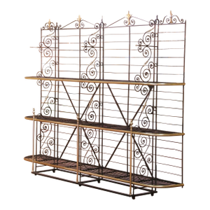 Early 20th Century French Wrought Iron and Brass Baker’s Rack on Wheels