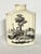 18th-century English George III creamware tea caddy (or tea canister), decorated with black transfer-printed pastoral...