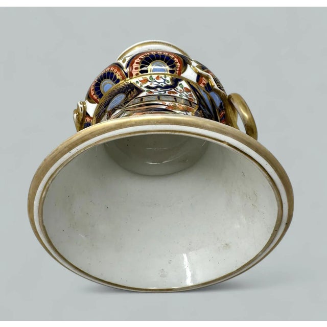 Antique English Crown Derby Campana Porcelain Urn Vase Centerpiece Imari Patern For Sale - Image 9 of 10