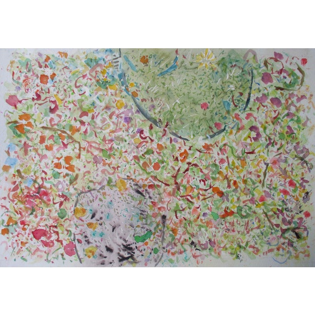 Delicate watercolour of a corner of the artist's garden that he often returns to in his painting. Matted ready for framing...