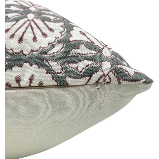 Fabdivine Handcrafted Block Print Cushion Cover 14x20 Inch Thick Cotton White-Bijani For Sale - Image 4 of 6