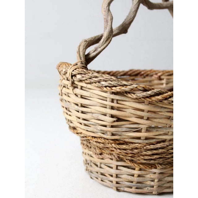 Rustic Vintage Wicker Basket For Sale - Image 10 of 11