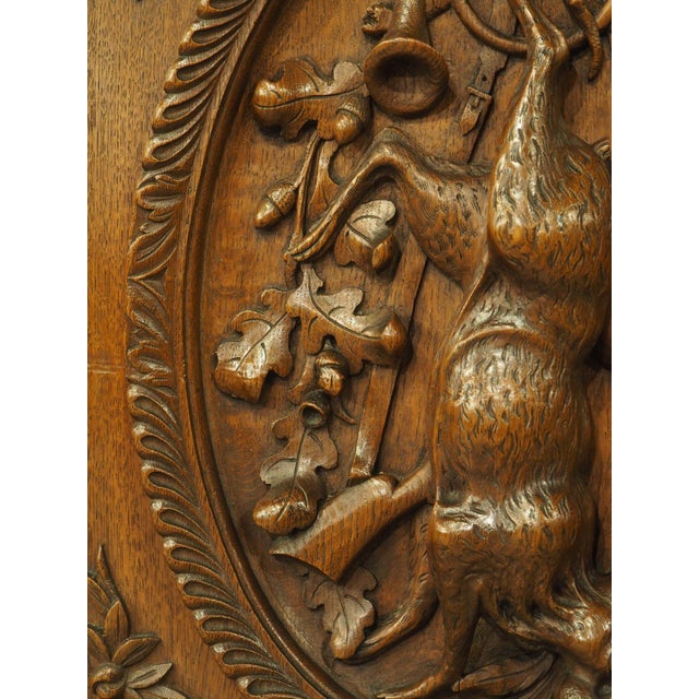 Late 19th Century Pair of French Antique Black Forest Panels in Carved Oak, Late 19th Century For Sale - Image 5 of 18