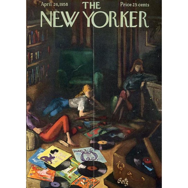 Original vintage New Yorker magazine cover dated April 26, 1958 featuring a Music theme. Cover art by Arthur Getz...