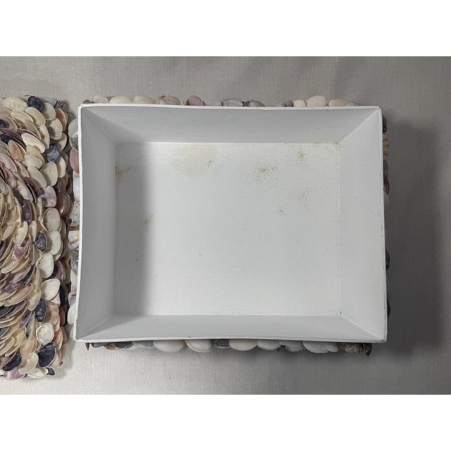 Vintage Coastal Rosette Encrusted Shell Lidded Decorative Organization Accessory Box For Sale - Image 12 of 12