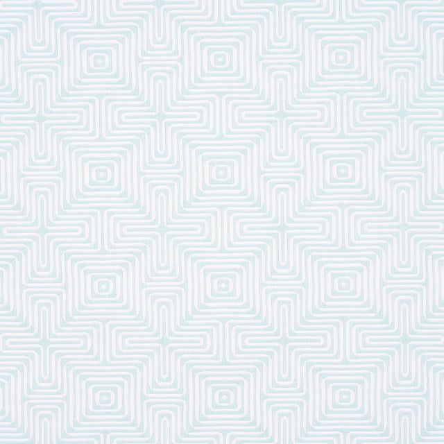 SAMPLE - Schumacher x Trina Turk Amazing Maze Indoor/Outdoor Fabric In Aqua Breeze For Sale