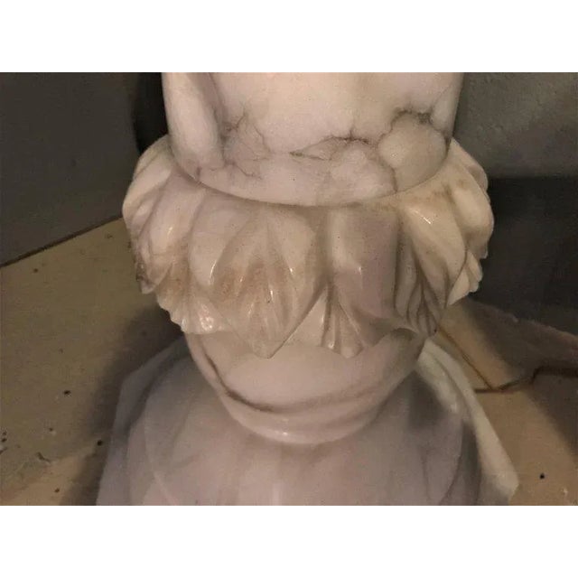 Neoclassical Alabaster Figure of a Water Maiden Lighted on a Pedestal For Sale - Image 10 of 10