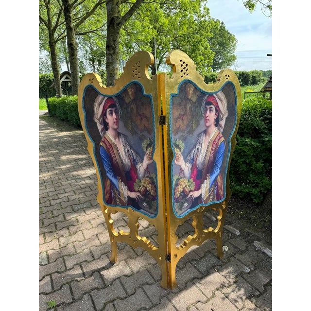 1960 French Louis XVI Gold Beech Folding Screen - 2 Panels For Sale - Image 10 of 14