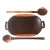 Vintage Carved Exotic Wood Serving Dish With 2 Spoons Salad Bowl For Sale
