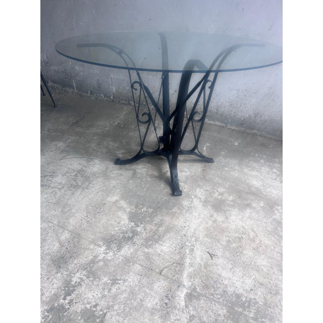 Metal French Art Deco Wrought-Iron and Glass Dining Table, 1930 For Sale - Image 7 of 9