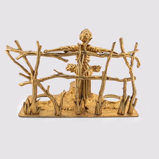 An early 20th‑century, substantial, solid gilt‑bronze and hand‑cut crystal double inkwell, circa 1910–1925, in the manner...