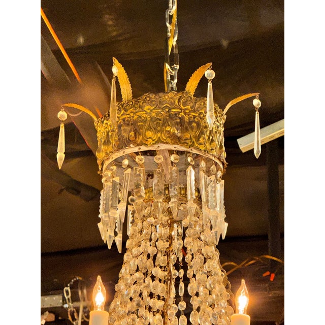 19th Century Early 19th Century French Empire Basket Chandelier With Greek Key Motif For Sale - Image 5 of 9