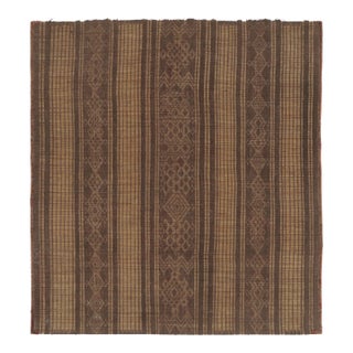Title: Square Vintage Tuareg Mat, Brown With Tribal Geometric Patterns - Rug & Kilim For Sale