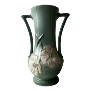 1930 Big Roseville Creamware Arts and Crafts Pottery Flaring Rim Vase