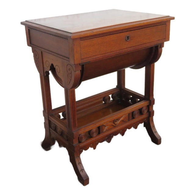 Eastlake Victorian 1800s Nightstand Side End Bedside Sewing Table 6110 For Sale