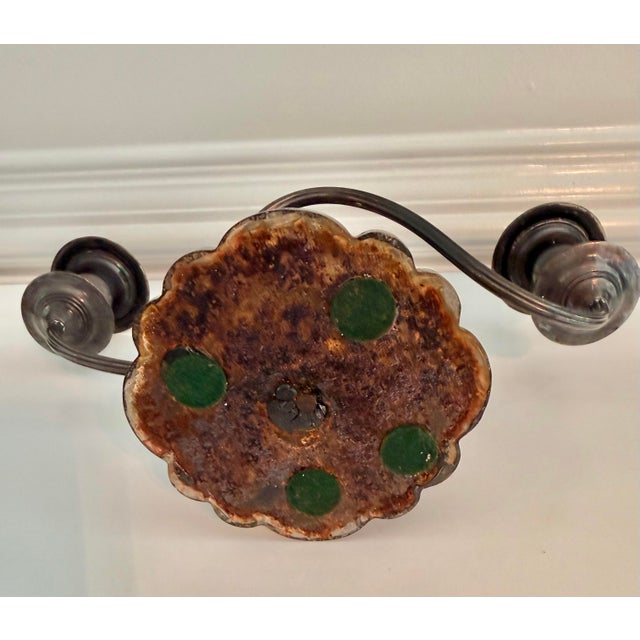 1960s Vintage Black Powder-Coated Brass Two-Arm Candelabrum With Grape & Vine Detail For Sale - Image 5 of 10