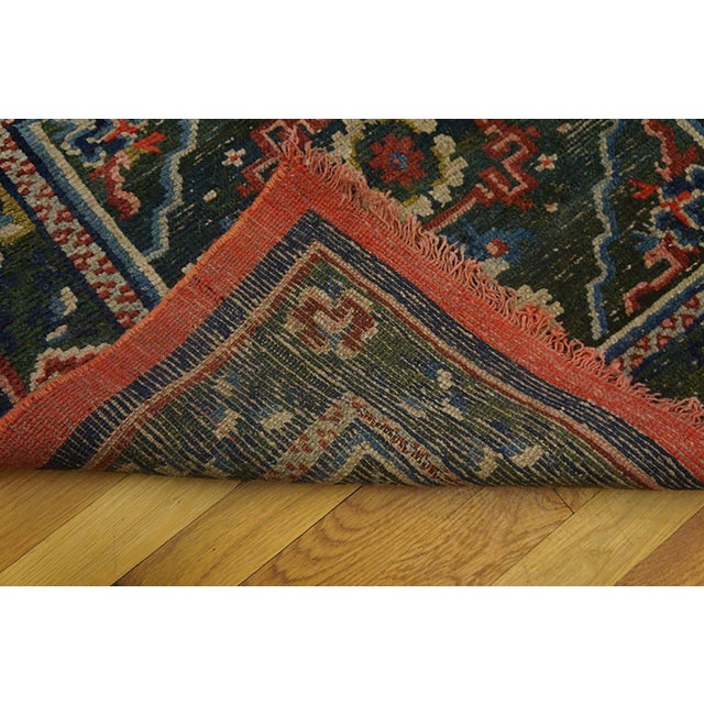 Early 20th Century 1920s Green Medallion Antique Tibetan Mat Rug 2'5" X 2'9" Handknotted Wool Carpet For Sale - Image 5 of 5