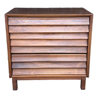 American of Martinsville Wonderwood Walnut Three-Drawer Chest For Sale