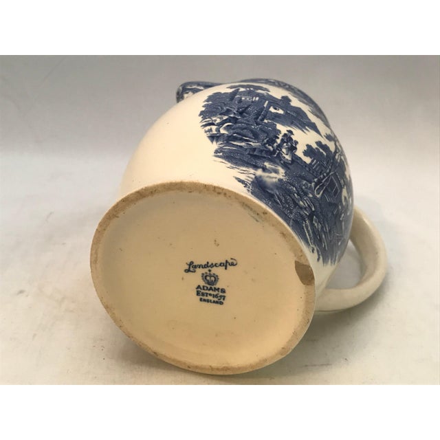 Early 20th Century Early 20th Century Adams Blue Transferware Pitcher: English Landscape Jug For Sale - Image 5 of 10