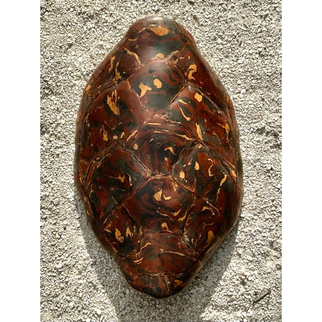 Vintage Boho Artisanal Pigmented Plaster Scagliola Turtle Shell For Sale - Image 9 of 11