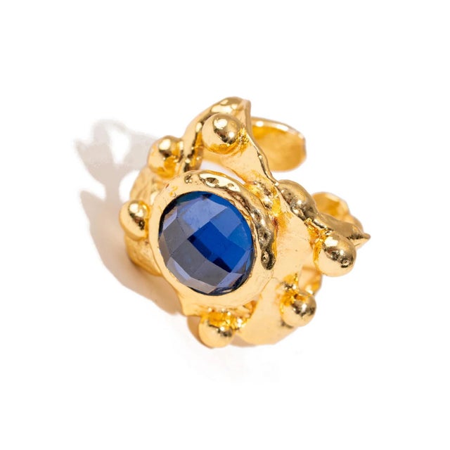 Royal Sapphire Crown Statement Ring, Size 8 For Sale In Miami - Image 6 of 9