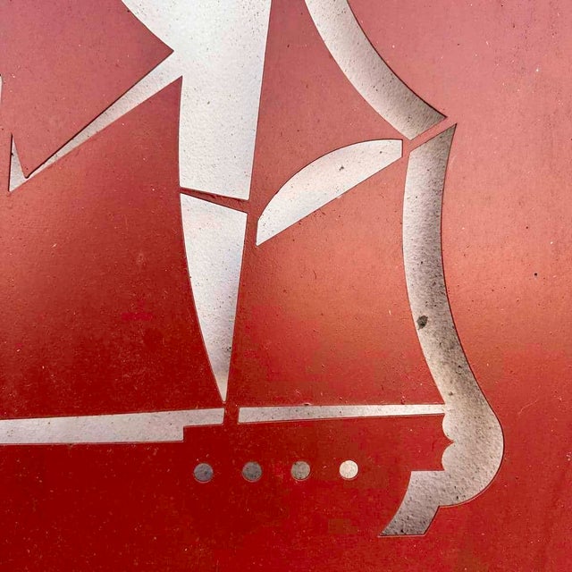 Decorative Metal Panel with Abstract Ship Motif For Sale - Image 3 of 5