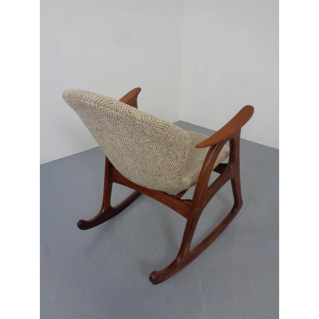 Beige Teak Rocking Chair by Aage Christiansen for Erhardsen & Andersen, Denmark, 1960s For Sale - Image 8 of 18