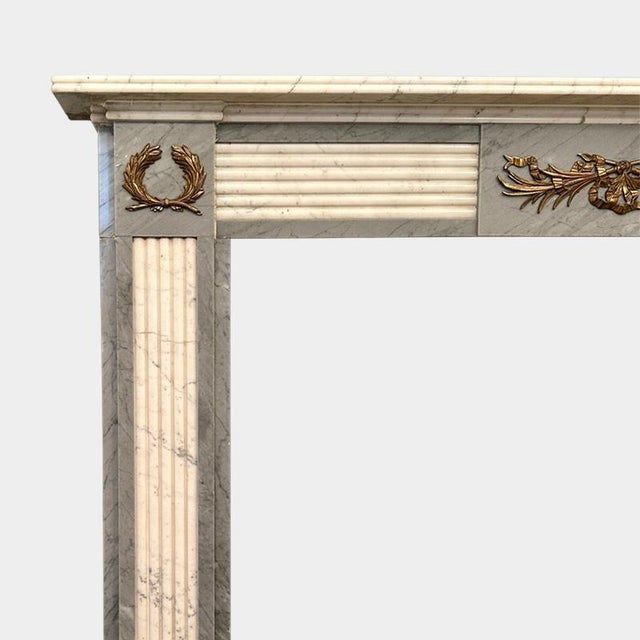 Vintage English Regency Style Marble Fireplace Mantel, 1920 For Sale - Image 6 of 8