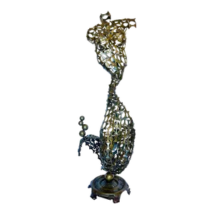 Brutalist Welded Scrap Metal Abstract Mermaid Sculpture