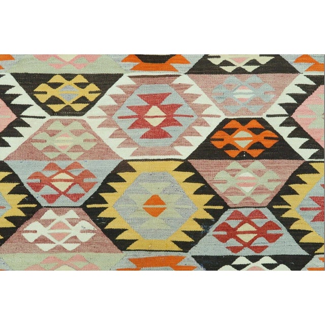 Textile Oversized Vintage Turkish Kilim Rug - 75" X 139" For Sale - Image 7 of 11