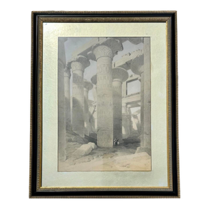 David Roberts Oblique View of the Hall of Columns Karnak Antique Print 1846, Framed