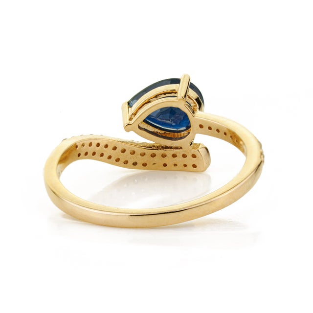 Luxury 1.12ct Blue Sapphire & Diamond Statement Ring Size 6.5 in 14k Gold For Sale - Image 10 of 16