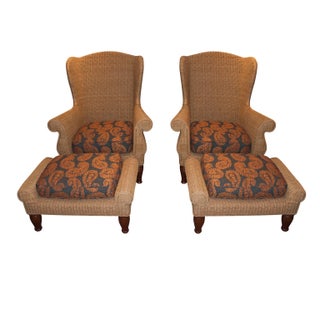 Crate & Barrel Wicker Arm Chairs - a Pair For Sale