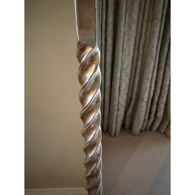 Silver Dagmar Design Wrought Iron Floor Lamp With White-Gold Leaf, Custom Silk Shade For Sale - Image 8 of 8