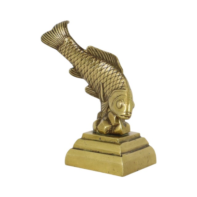 Vintage Heavy Bronze Koi Carp Statue, 1950s For Sale - Image 6 of 11