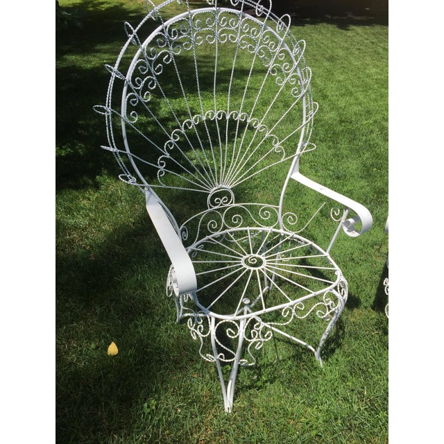 Vintage Wrought Iron Peacock Patio Chairs Set of 3 Chairish