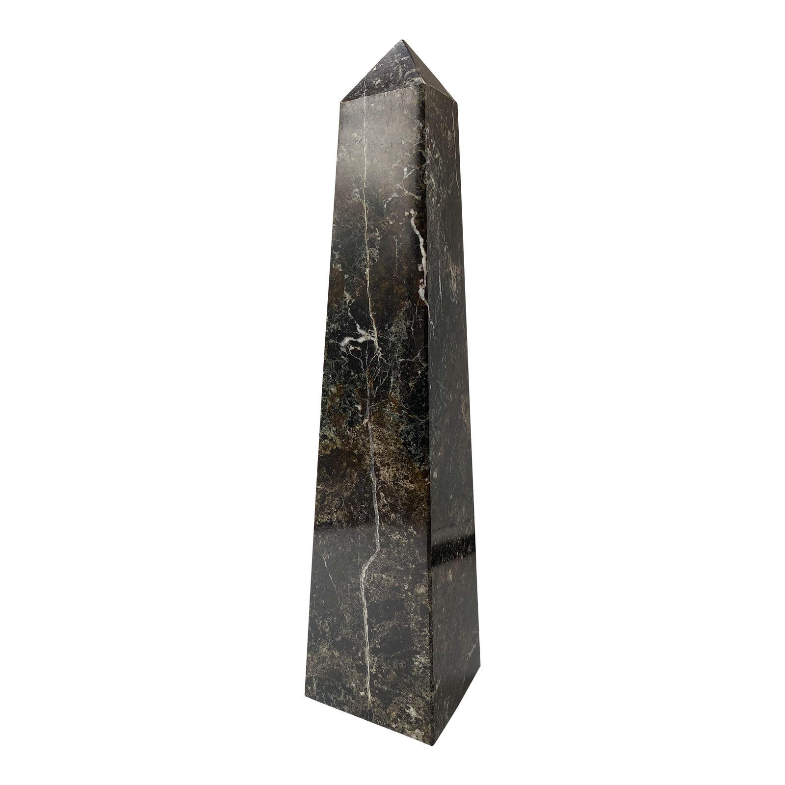 1970s Tall Onyx Black Marble Stone Obelisk | Chairish
