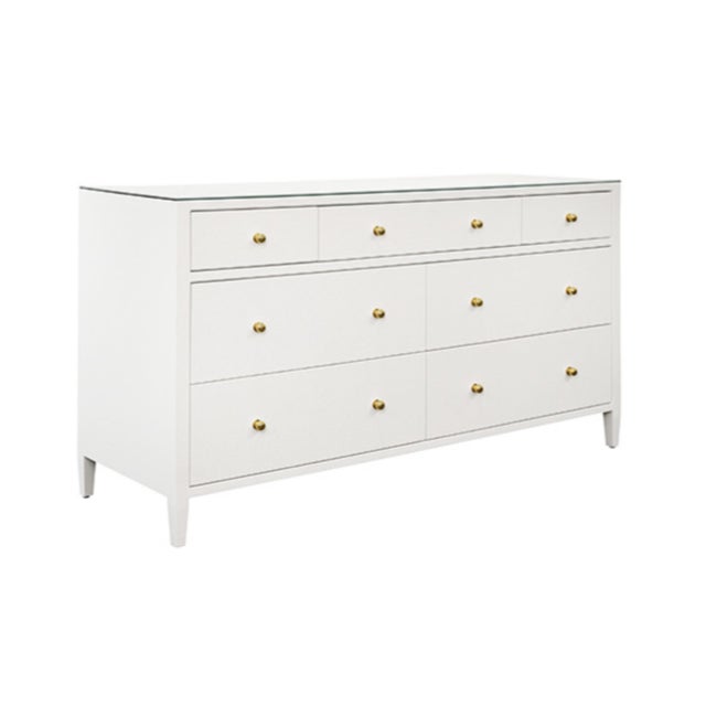 New special order item. Not vintage. Wrap your space in serene elegance with this seven-drawer chest, dressed in soft,...