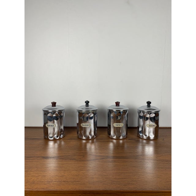 Metal Chrome-Plated Copper Storage Jars from Dab, 1950s, Set of 4 For Sale - Image 7 of 16