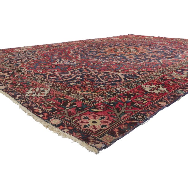 78093 Vintage Persian Bakhtiari Rug, 10'01 x 15'02. In this hand-knotted wool vintage Persian Bakhtiari rug, the union of...