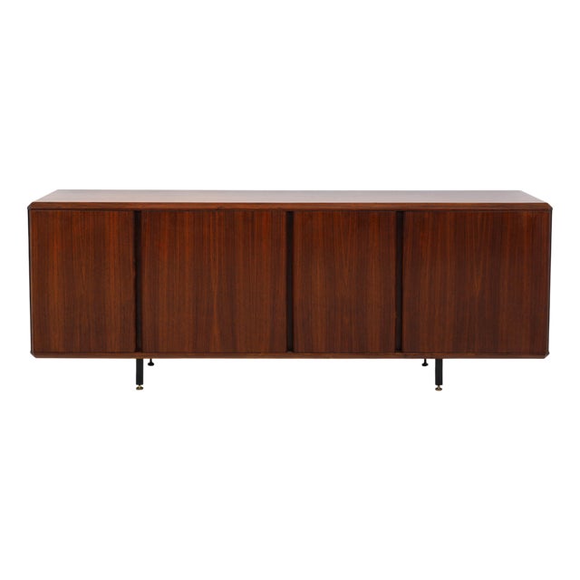 Minimalist Rosewood Sideboard with Architectural Details attributed to Poggi, Italy, 1950s For Sale