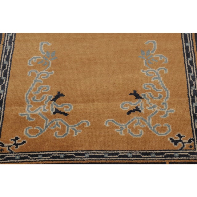 Rug & Kilim Rug & Kilim’s Chinese Art Deco Inspired Rug, Brown With Greek Key Border For Sale - Image 4 of 8