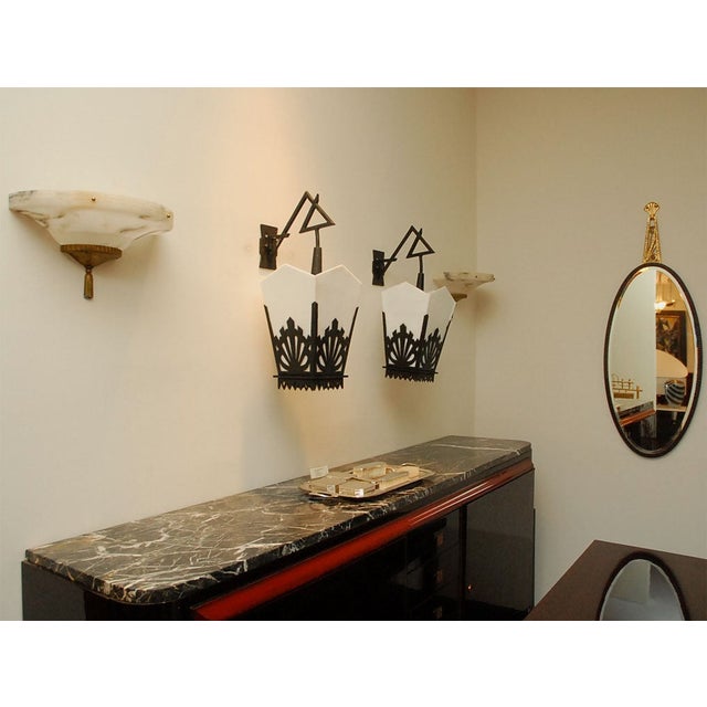 Art Deco Vintage Asian Lantern Wall Sconces - a Pair For Sale - Image 3 of 9