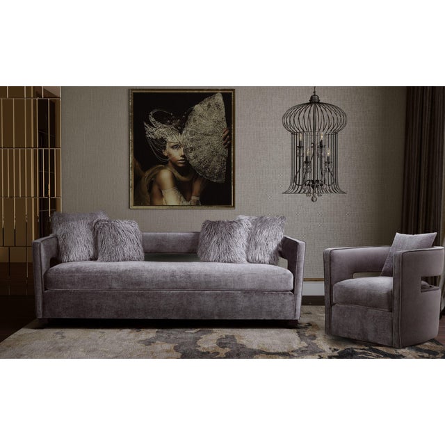 Kennedy Grey Velvet Swivel Chair For Sale - Image 9 of 10