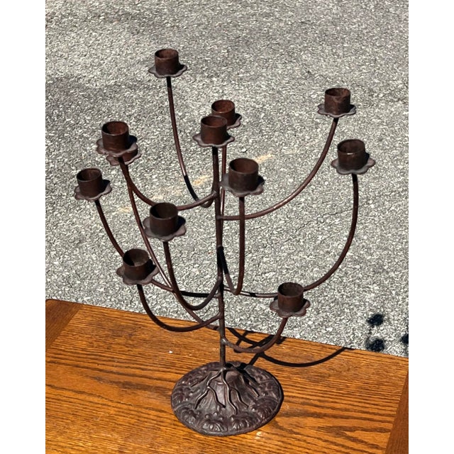 Metal Late 20th Century Iron Candelabra For Sale - Image 7 of 7